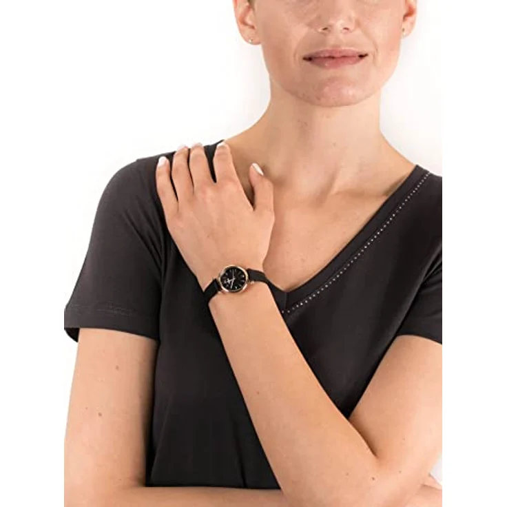 Fossil Damenuhr Carlie Mini, Quarzwerk, 28mm Rose Gold Edelstahlgehäuse mit einem Lederarmband, ES4700 – Bild 5