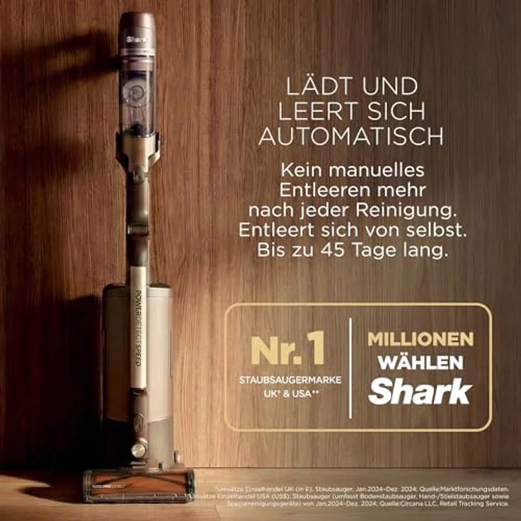 SHARK IA3246EUTBR PowerDetect Speed Luxe Collection, Clean & Empty Akku-Staubsauger mit selbstentleerender Ladestation, 350 Watt, bis zu 60 Minuten Laufzeit – Bild 3