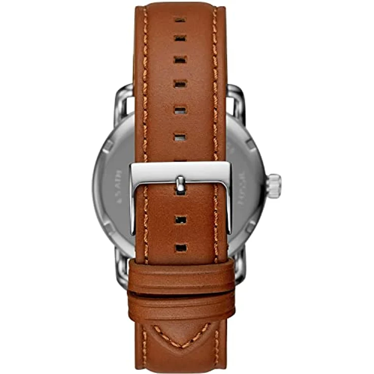 Fossil Herrenuhr Copeland 42mm, Quarzwerk, 42mm Silbernes Edelstahlgehäuse mit Lederarmband, FS5661 – Bild 2