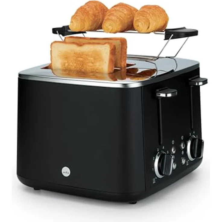 Wilfa Toaster FAMILY I 1.600 W I 7 Bräunungsstufen I 4 Toasts gleichzeitig I Auftau- & Aufwärmfunktion I inkl. Brötchenaufsatz (schwarz) – Bild 2
