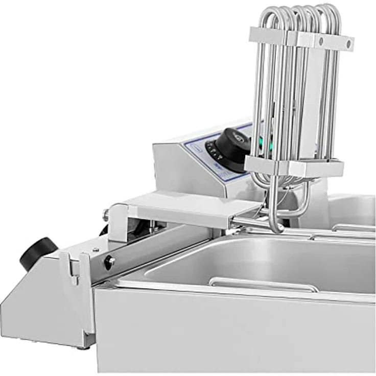 Royal Catering Fritteuse Edelstahl Doppel-Fritteuse RCTF-13DH (2 x 13 L, 2 x 3200 W, 230 V, 60–200 °C, Timer 60 min, inkl. 2 x Korb mit Deckel) – Bild 2