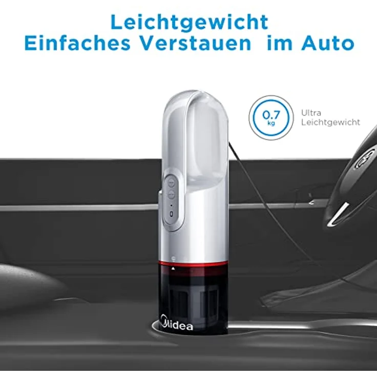 Midea H3 Akku Handstaubsauger, Mini Staubsauger mit 2-in-1 Düse, Waschbares HEPA Filtersystem, 70 Watt Motor, USB-Ladekabel, Leichtgewicht, Einfaches Verstauen im Auto, für Auto/Zuhause/Tierhaare – Bild 4