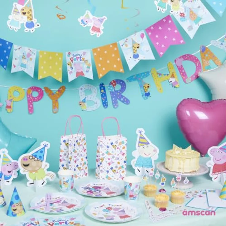 amscan Peppa Pig Partykerzen auf Holzplektren, 7 Stück, 4 x 2,5 cm, offiziell lizenziert – Bild 4