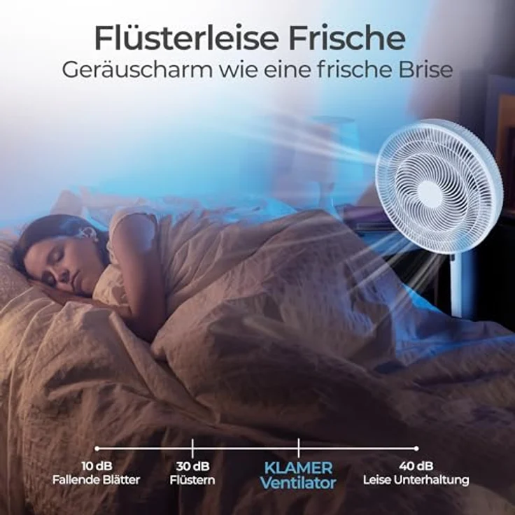 KLAMER Standventilator leise mit Fernbedienung, 12 Geschwindigkeiten, 3 Modi, 85° Oszillation, 8h Timer – Bild 6