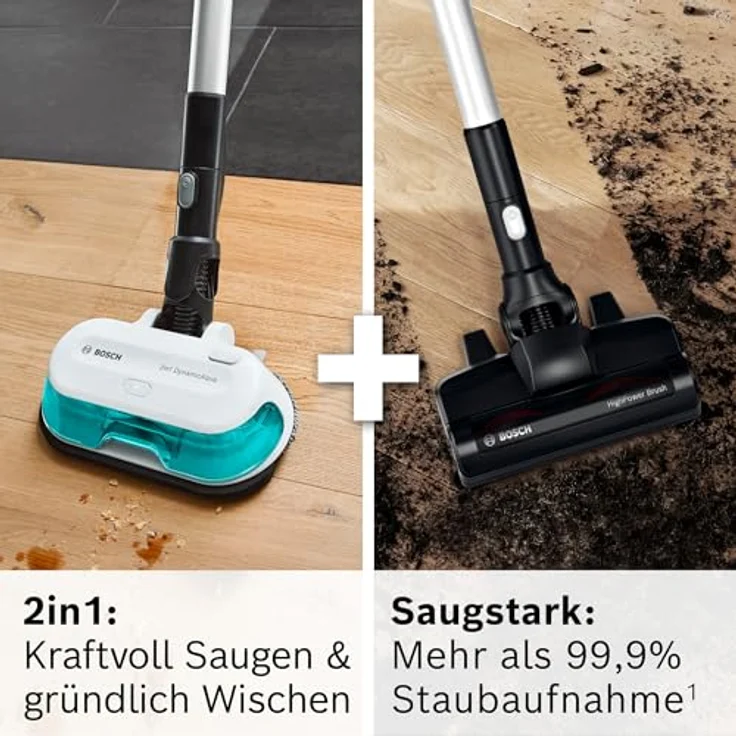 Bosch Akku-Staubsauger Unlimited 7 ProHygienic Aqua BSS712XHYG, kabellos, 2in1 Saugen & Wischen, HEPA-Filtersystem, 10 Jahre Motorgarantie, 2 Akkus, Made in Germany, weiß – Bild 4