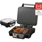 TZS FIRST AUSTRIA Kontaktgrill Tischgrill, Elektrogrill 1800W, Edelstahl, Thermostat, für Fleisch & Gemüse, 180-Grad-Öffnung - Schwarz/Edelstahl - Preisvergleich