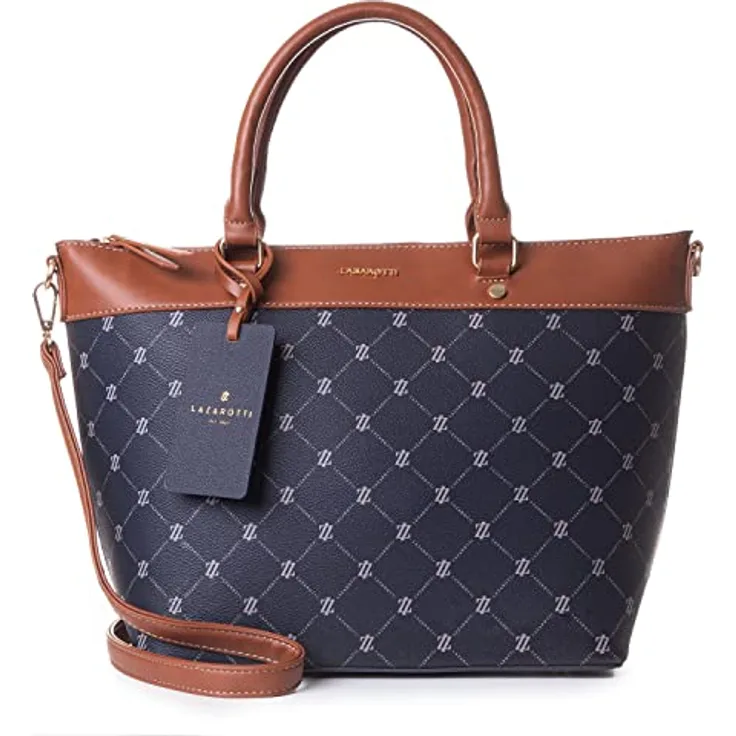 Lazarotti Palermo Handtasche 29 cm, Henkeltasche aus 100% Kunstleder, blau