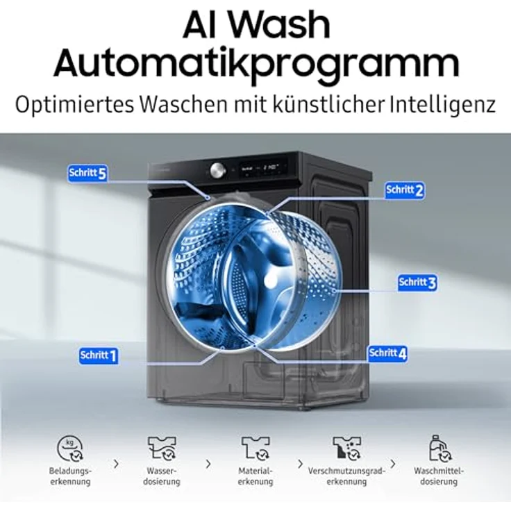 Samsung Waschtrockner WD6100D SLIM WD90DG6G94BB, 9 kg Waschen, 5 kg Trocknen, 1400 U/min, Platzsparendes Design mit Vollwasserschutz – Bild 5
