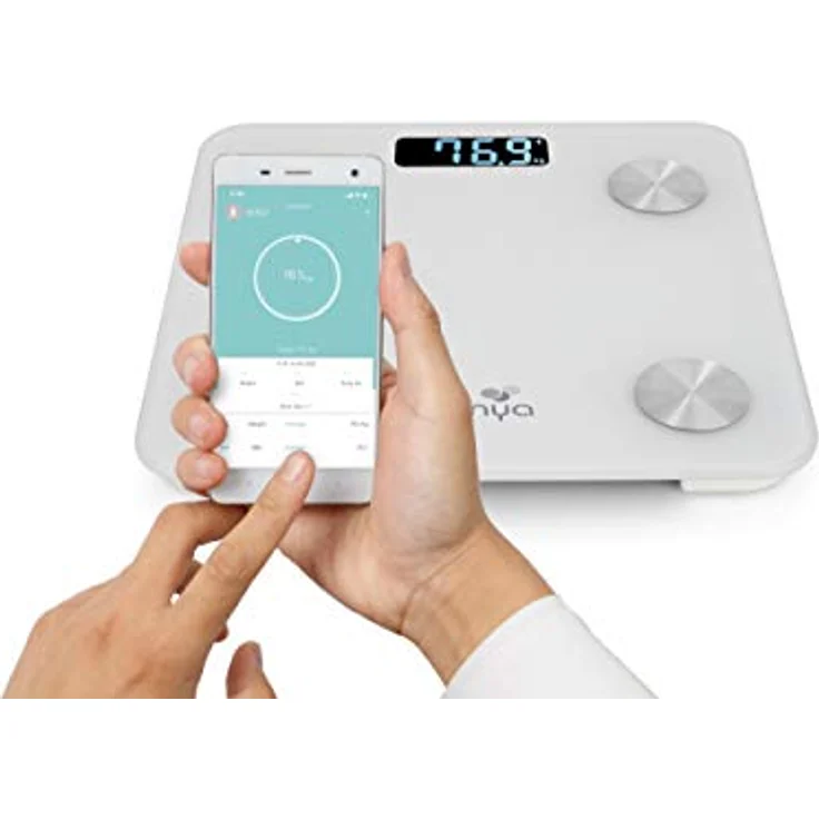 Senya Personenwaage mit Bluetooth, für eine tägliche Überwachung Ihrer Gesundheit über die Fitday-App, Weiß SYWB-S007, Glas – Bild 3