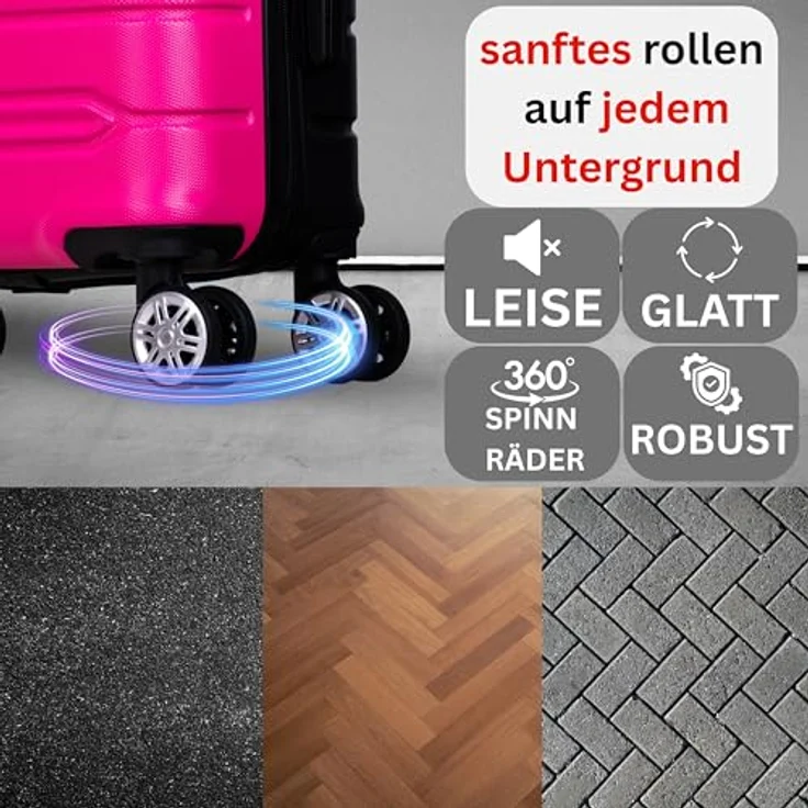 Nowi Rhodos 4 Rollen Trolley 68 cm, Pink, (62.70 l, L) - Stylischer Trolley mit geräumigem Hauptfach und arretierbarem Griff – Bild 6