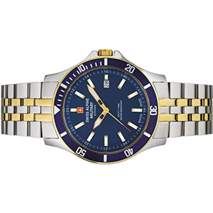 Swiss Alpine Military Herren Uhr Analog Quarz 7022.1145SAM Edelstahl, blaues Zifferblatt mit Leuchtzeiger und Indexe – Bild 2