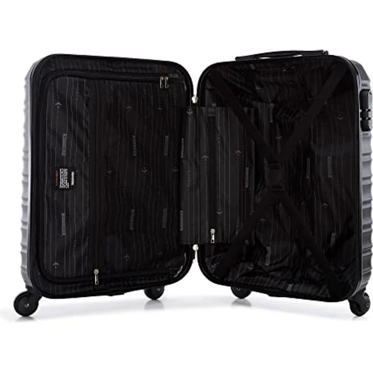 WITTCHEN Reisekoffer Handgepäck Kabinengepäck Rollkoffer Kabinenkoffer Trolley Hartschale aus ABS mit 4 Spinner-Rollen Zahlenschloss Teleskopgriff Groove Line Größe S schwarz – Bild 5