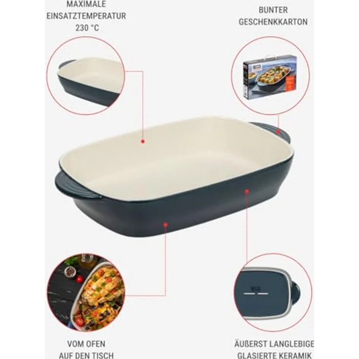 RESTO Kitchenware Fornax Backform, rechteckige Auflaufform, spülmaschinengeeignet, für Kuchen, Lasagne, Brownie, 1-tlg. – Bild 5