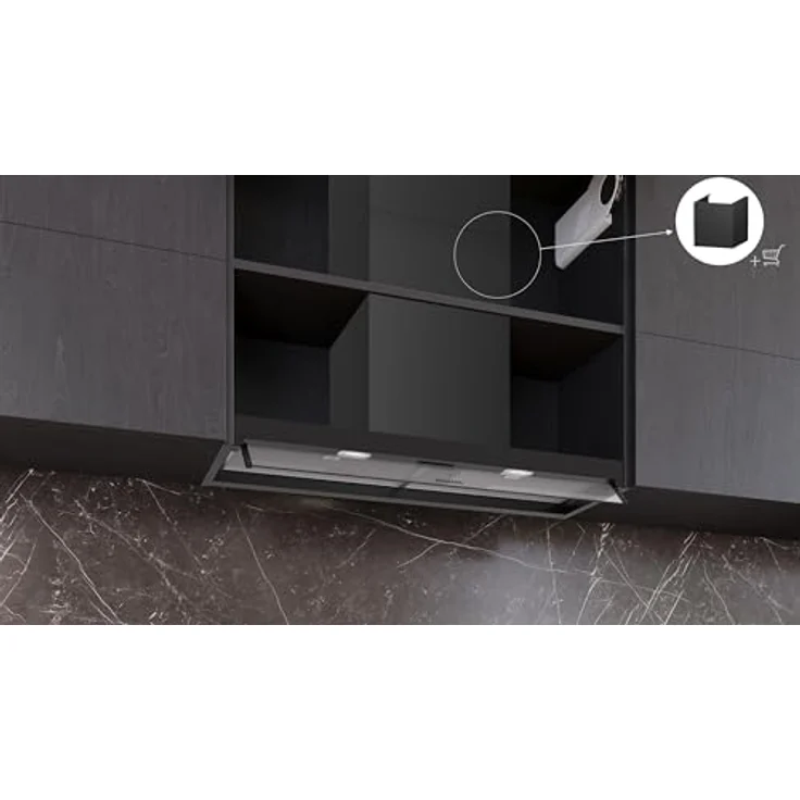 Siemens iQ300, Integrierte Designhaube, 90 cm, Klarglas, Mattschwarz, leiser Motor, Drucktastensteuerung – Bild 4