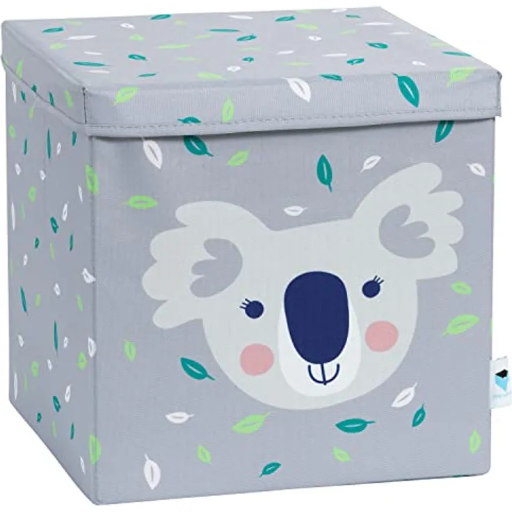 LOVE IT STORE IT Aufbewahrungsbox mit Deckel - Kiste für Regal aus Stoff - Quadratisch und extra stabil - Grau mit Koala - 33x33x33 cm