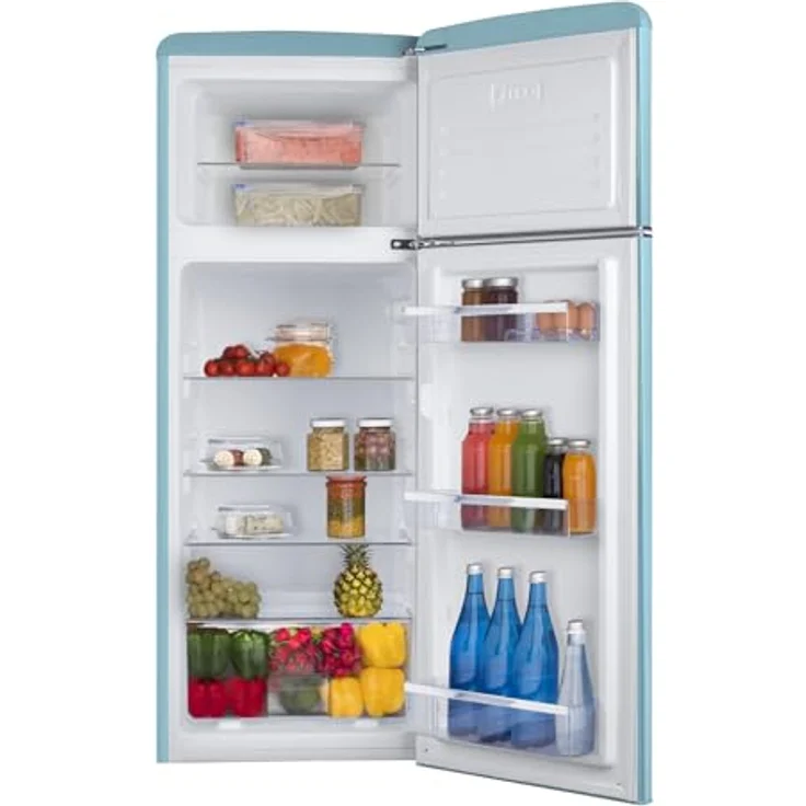Amica DTR 374 190 T Retro Kühl-/Gefrierkombination Türkisblau - 206 l, FrostControl, Energieeffizienzklasse D – Bild 2
