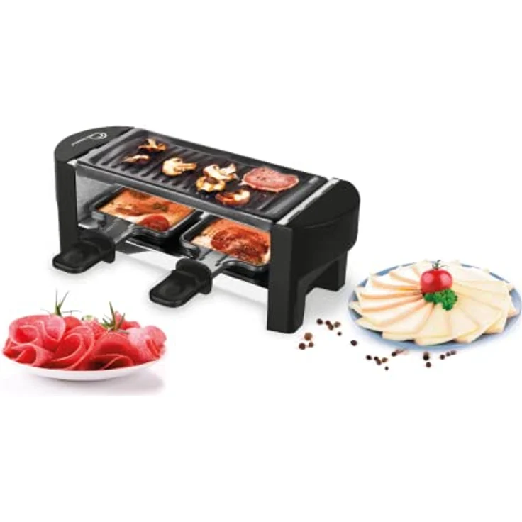 LITTLE BALANCE 8559 Black Jura 2 Raclette 1 oder 2 Personen, Antihaftbeschichtung, 1 oder 2 Personen, 320 W, schwarz – Bild 3