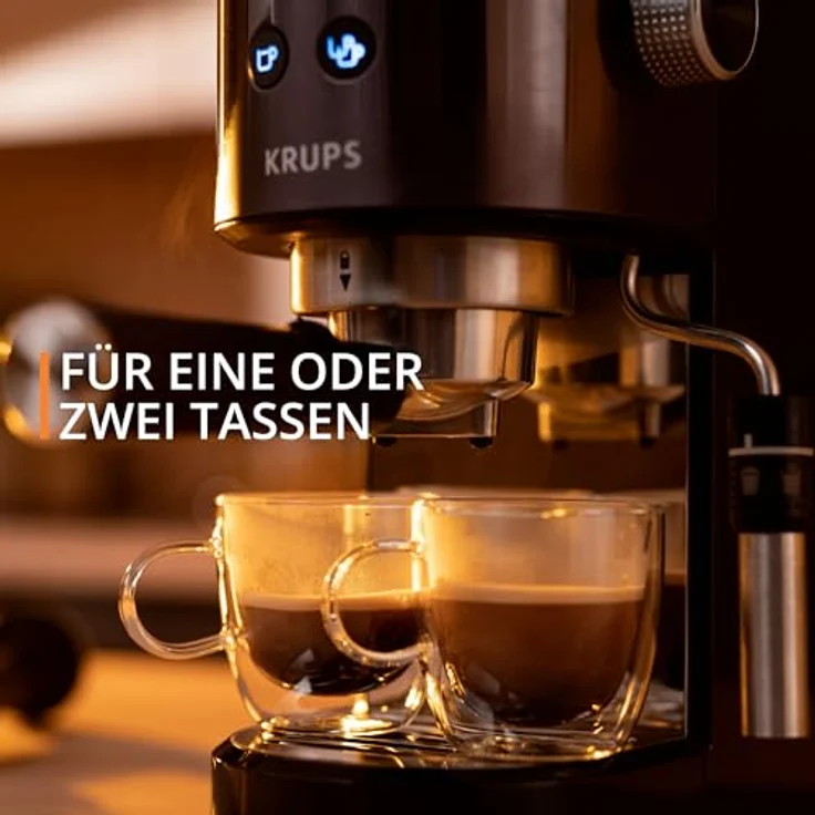 Krups XP 444G Virtuoso+ Espresso-Siebträgermaschine, 1450W, schwarz/edelstahl – Bild 5