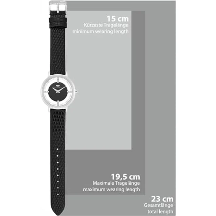 Rhodenwald & Söhne Damen Analog-Uhr, Japan Quarzwerk mit schwarzem Echtleder-Armband, 36 mm, spritzwassergeschützt, Kristallverzierung – Bild 2