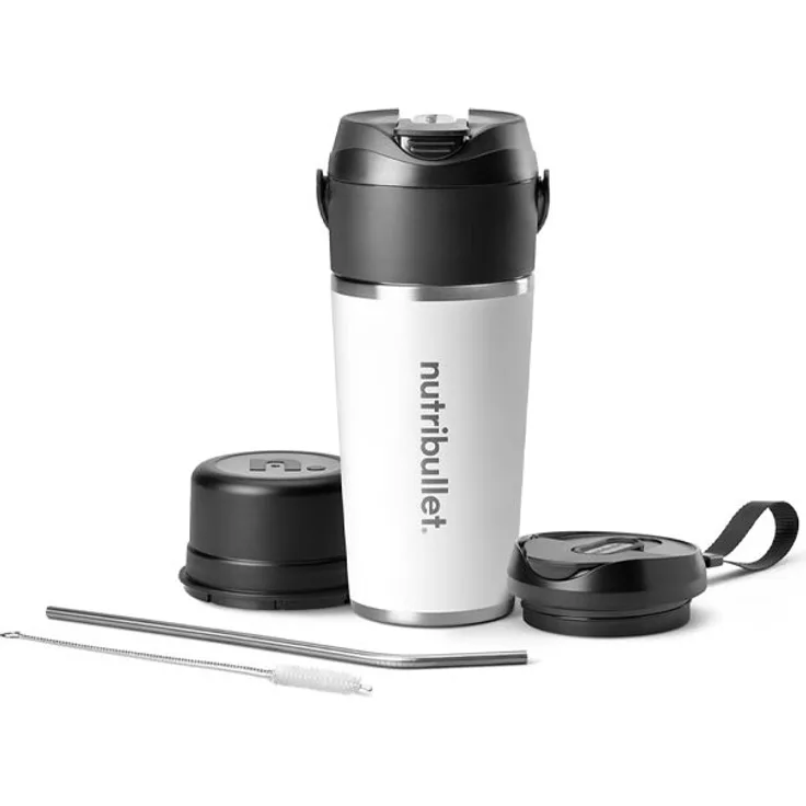 NutriBullet FLIP Tragbarer Smoothie Maker mit isoliertem Edelstahlbecher, 11.1-V-Motor, Farbe: Weiß