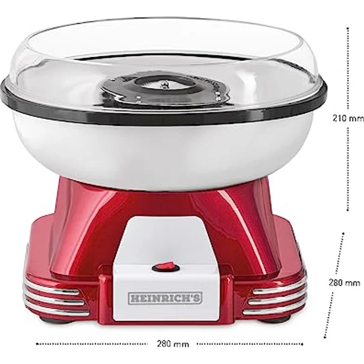 HEINRICHS Zuckerwattemaschine, elektrisch, Zuckerwattemaschine Set für Zuhause, Extra Große Schüssel,Retro Cotton Candy,schnell Einsatzbereit, Leichte Reinigung, inkl.Messlöffel, 500W Motor Heinrich´s – Bild 2