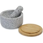 Joseph Joseph Mörser Dash, (Set, 3-tlg), aus Granit mit Bambusdeckel, stilvolles Design mit multifunktionalem Bambusdeckel