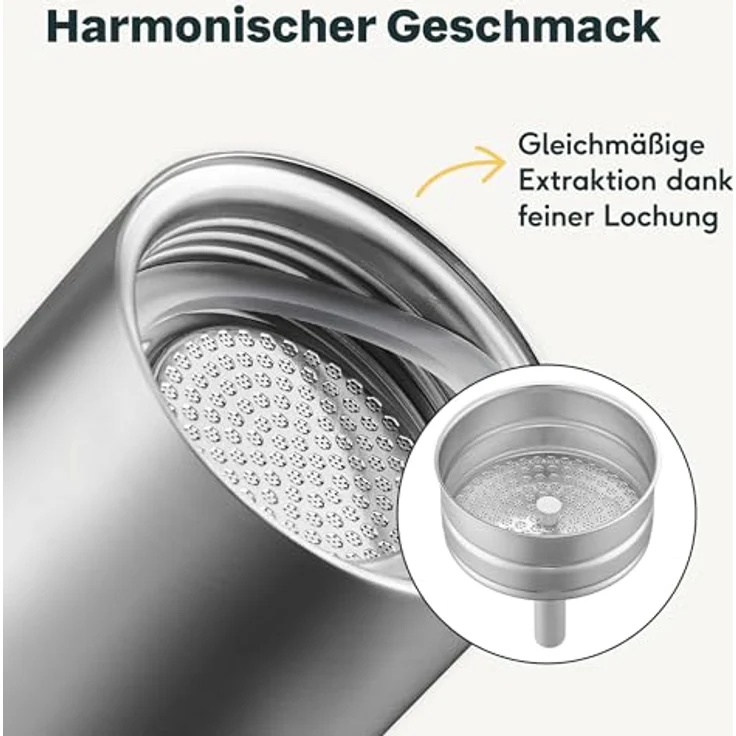 SILBERTHAL Espressokocher 0.2l, Edelstahl Kaffeekanne mit italienischem Sicherheitsventil und Reduktionsscheibe, für alle Herdarten geeignet – Bild 4