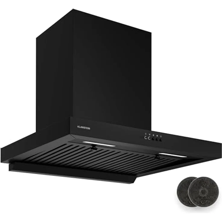 Klarstein AeroClean Dunstabzugshaube 60 cm, Wandhaube mit Boost-Modus 721 m³/h, A++ Energieeffizienz, LED-Beleuchtung 3800-4200 K, Schwarz, Abluft & Umluft – Bild 1