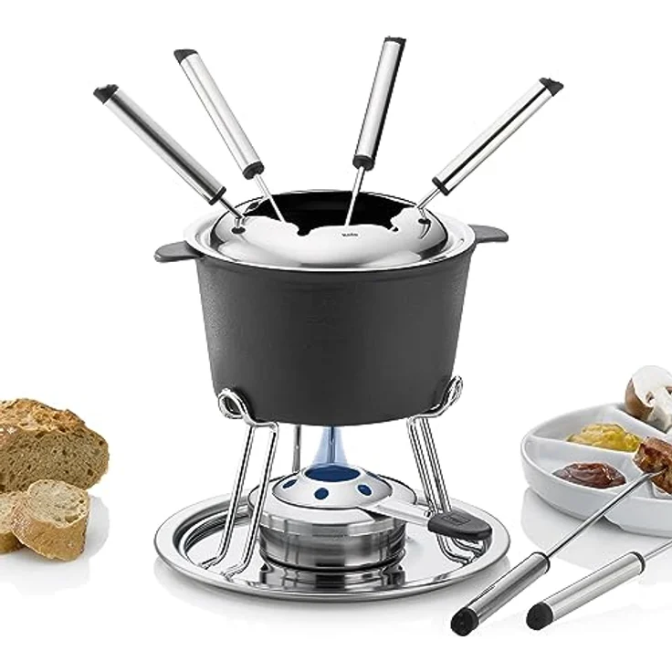 kela Fondue-Set Comore Gusseisen schwarz 19,5cm 20cmØ, 20x20x19,5 cm – Bild 3