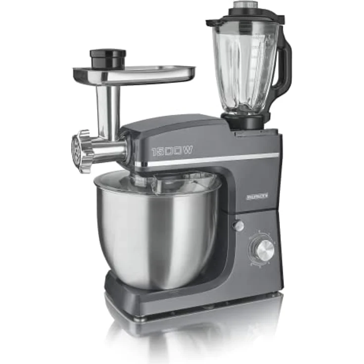 Heinrich´s HKM 8083 3in1 Küchenmaschine, 1500 W, 10 l Schüssel, 6 Geschwindigkeiten, Multifunktional, mit Knetmaschine, Fleischwolf und Mixer – Bild 1