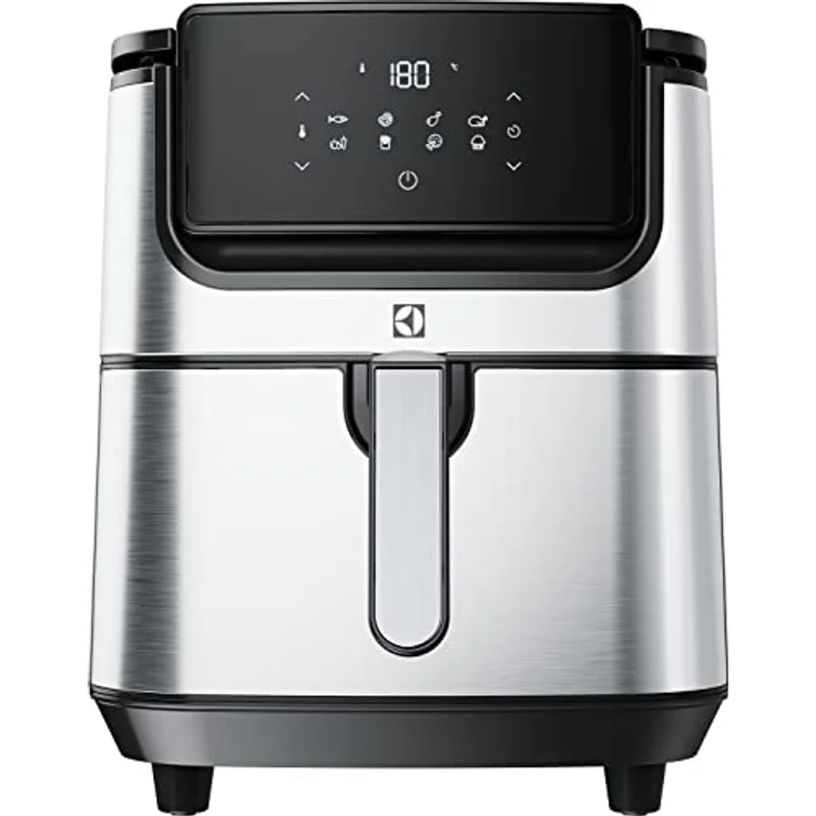 Electrolux E6AF1-6ST Heißluftfritteuse, ohne Fett, 1800 Watt, 5,4 Liter, LCD-Display, Touch, silber, schwarz – Bild 3