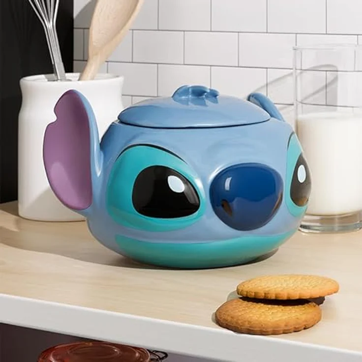 Paladone Stitch Keksdose - Cyanblaue Keramik-Keksdose mit Deckel, offiziell lizenziertes Disney Produkt, ideal zur Aufbewahrung von Keksen & Trockenwaren – Bild 2