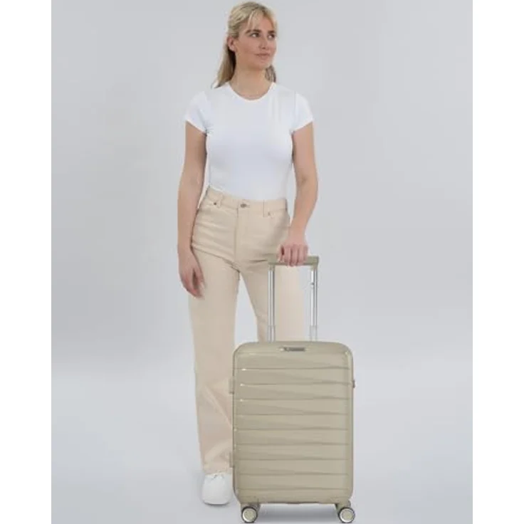 Franky Kleiner Hartgepäck Kabinen-Koffer, Cabin-Trolley 36L, 36 x 20 x 55 cm, aus robustem Polypropylen, 4 Doppelrollen, Zahlenschloss, London Serie – Bild 5