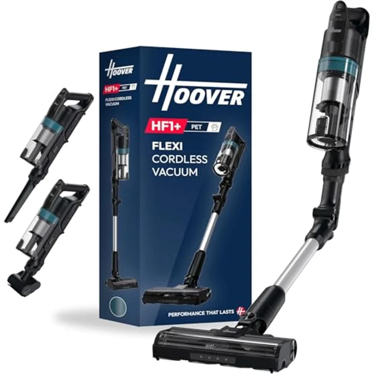 Hoover HF1 Plus Akku-Staubsauger, kabellos mit flexiblem Knickrohr, Mini-Turbodüse für Tierhaare, HEPA-Filter, 45 Min. Laufzeit, LED-Licht – Bild 1