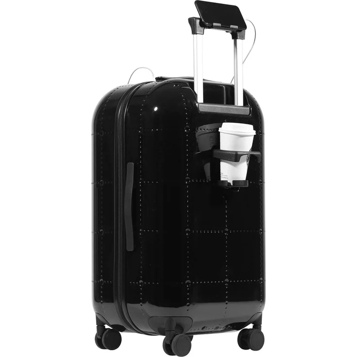 HTI-Living Koffer mit Teleskopgriff und Becherhalter, Schwarz glänzend, 90 l, TSA-Zahlenschloss, kratzfestes ABS, 360° drehbare Doppelrollen