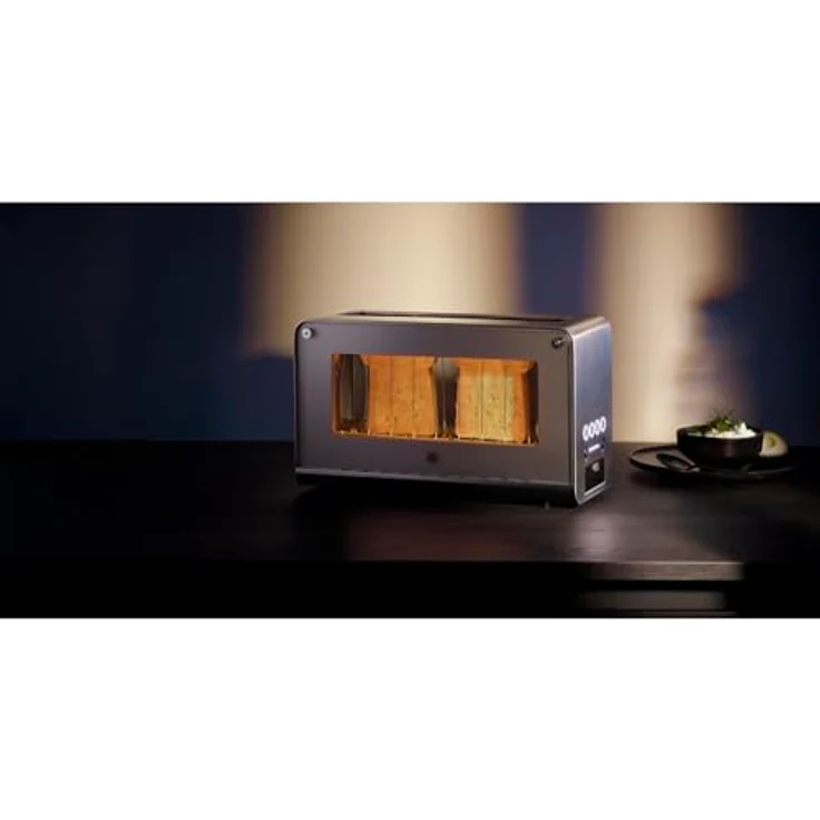 WMF Lono Toaster Glas mit Brötchenaufsatz, für 2 Scheiben, XXL-Toast, Aufwärm-Funktion, 7 Bräunungsstufen, edelstahl matt – Bild 2