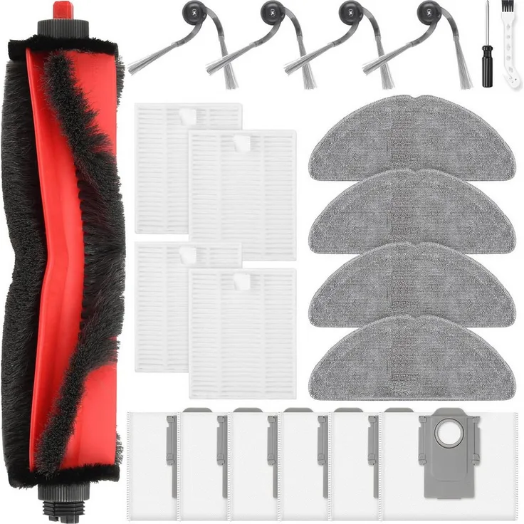 SURFOU Saugroboter Zubehör-Set für Roborock Q7 M5/Q7 M5+/Q7 L5/Q7 L5+, 21-tlg. Ersatzteile Komplettset mit Hauptbürste, HEPA-Filtern, Mopptüchern und Staubbeuteln