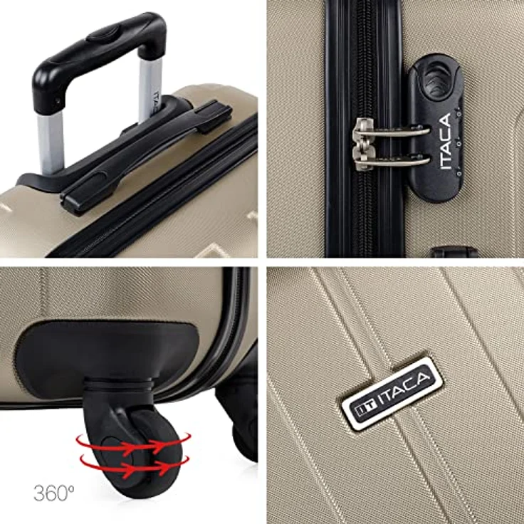 ITACA - Koffer Groß 4 Räder Großer Koffer Leichte - [ ABS ] Reisekoffer Groß für Flugzeuge Koffer Hartschale mit TSA Geprüftem Schloss - Handgepäck Koffer [ 48x73x28 ] - Trolley Koffer Kom, Champagner – Bild 5