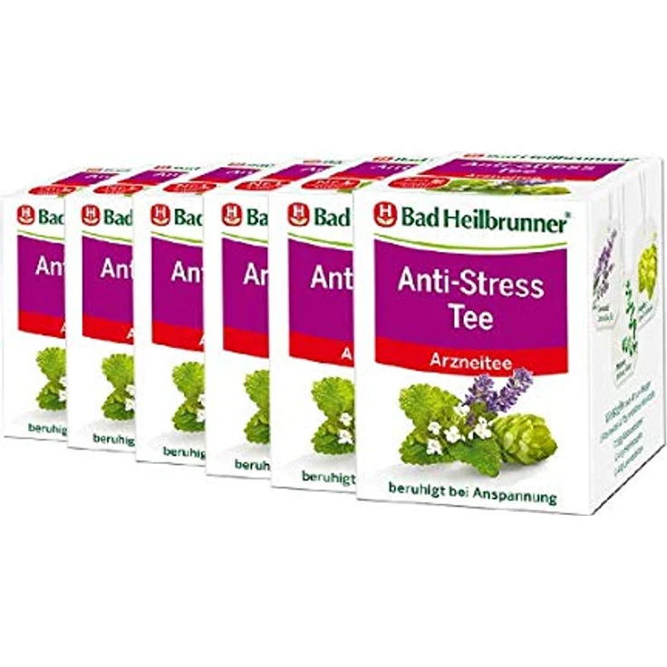 Bad Heilbrunner Anti-Stress-Tee, Filterbeutel zur Unterstützung bei nervösen Erregungszuständen und Einschlafstörungen, 8x1,75 g – Bild 1