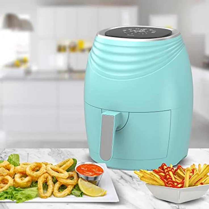 TurboTronic/Digitale Heißluftfritteuse / 3,5L / schwarz, grün. türkis / 1200W / Airfryer mit Timer bis 60 Minuten, 50-200°C, LED-Display, Retro-Design (Türkis) – Bild 4