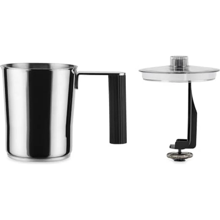 Alessi Plissé Milchaufschäumer, Schwarz, mit Falten-Design und Stahlkorpus – Bild 3