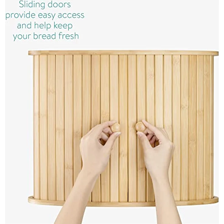 Navaris Brotkasten Ecke aus Bambus - Eckbrotkasten Zwei Etagen - Brotbox aus Holz - Box für die Küche - XL Brotkorb 35x35x35cm - Aufbewahrung Schrank – Bild 3