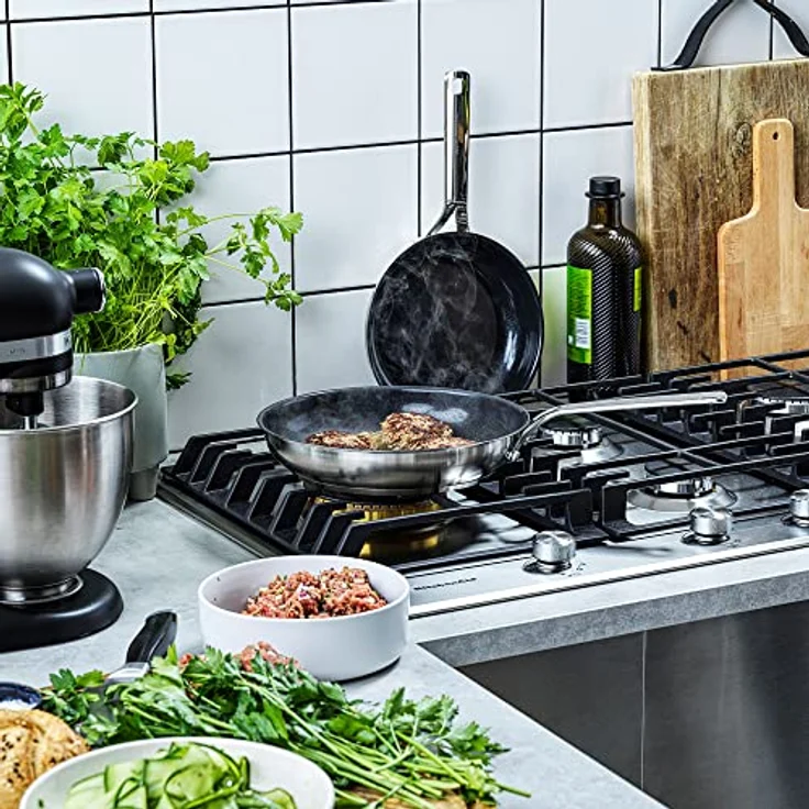 KitchenAid Stainless Steel Wok (28cm/3,6l), PFAS-freie gesunde keramische Antihaftbeschichtung beschichtet, Induktionsgeeignet, backofengeeignet, spülmaschinenfest, Silber – Bild 4