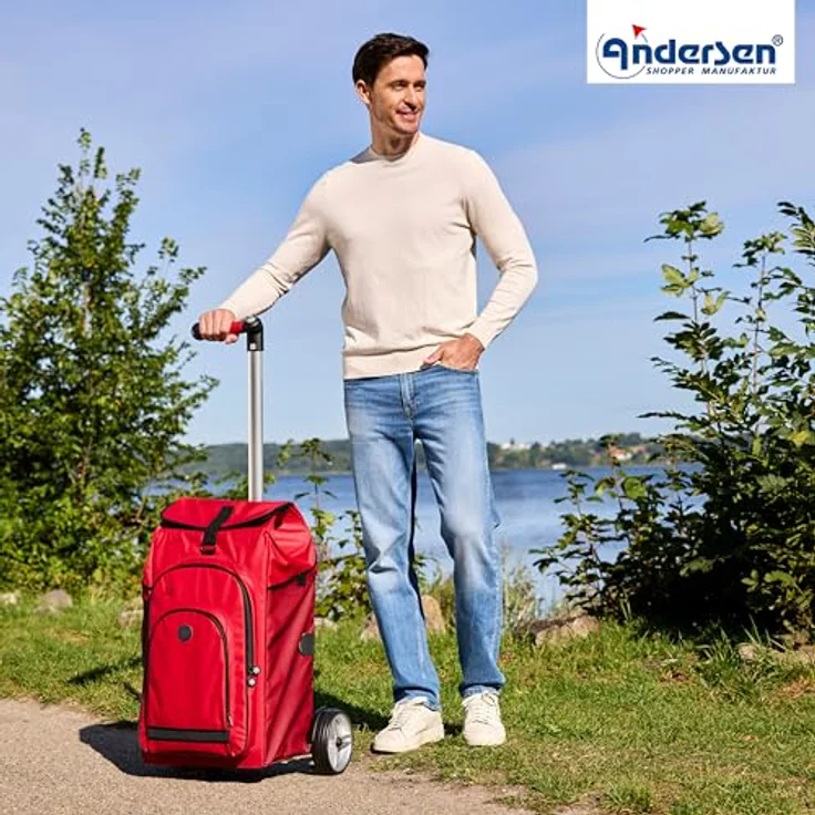 Andersen Shopper Unus Shopper Hydro 2.0, Einkaufstrolley 67 cm, rot, 100% Polyester, kompakt 36 cm x 24 cm – Bild 7
