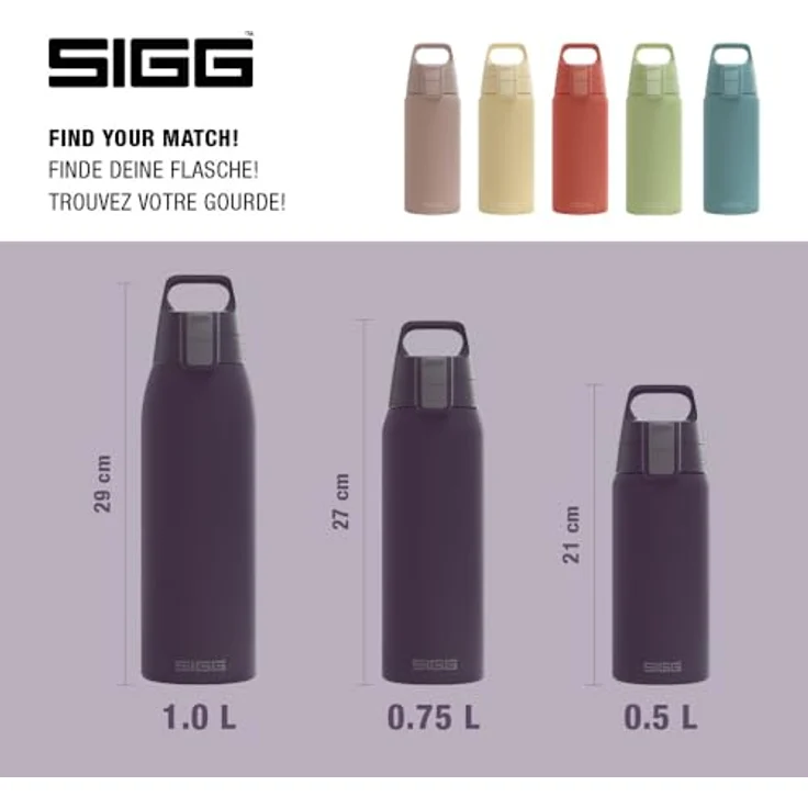 SIGG Shield Therm One Nocturne, isolierte Trinkflasche aus 90% recyceltem Edelstahl, dunkelviolett, 0,5L, kohlensäurehaltig, auslaufsicher, BPA-frei, spülmaschinenfest – Bild 5