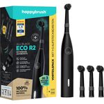 happybrush ECO R2 Allblack – Elektrische Oszillierende Zahnbürste, 4 Aufsteckbürsten, 3 Reinigungsstufen, Timer, 21 Tage Akkulaufzeit