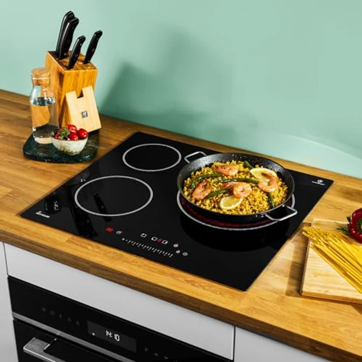 KKT KOLBE CH5903RL Glaskeramikkochfeld 59 cm, 5,7 kW, autark, 3 Zonen, inklusive 30 cm Dreifachzone für Wok/Paella, Touch Slider, Timer, Restwärmeanzeige, Tastensperre – Bild 3