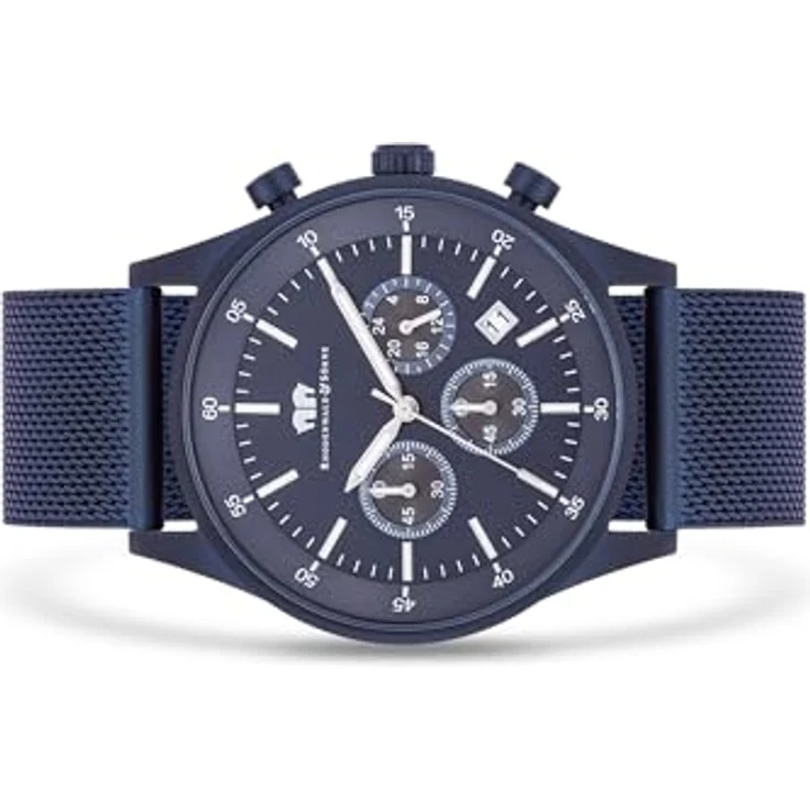 Rhodenwald & Söhne Herren Uhr 10010359, Quarz-Chronograph mit blauem Zifferblatt und Edelstahl-Milanaise-Armband, wasserdicht bis 5 ATM – Bild 3