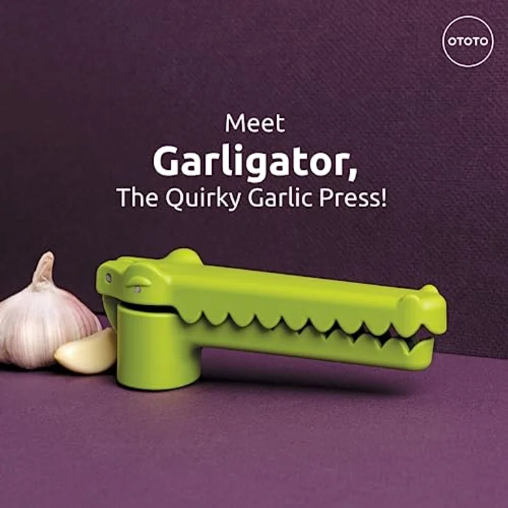 OTOTO Knoblauchpresse Garligator, Alligator-Knoblauchpresse mit ergonomischem Griff und integrierter Reinigungsbürste - Preisvergleich – Bild 2