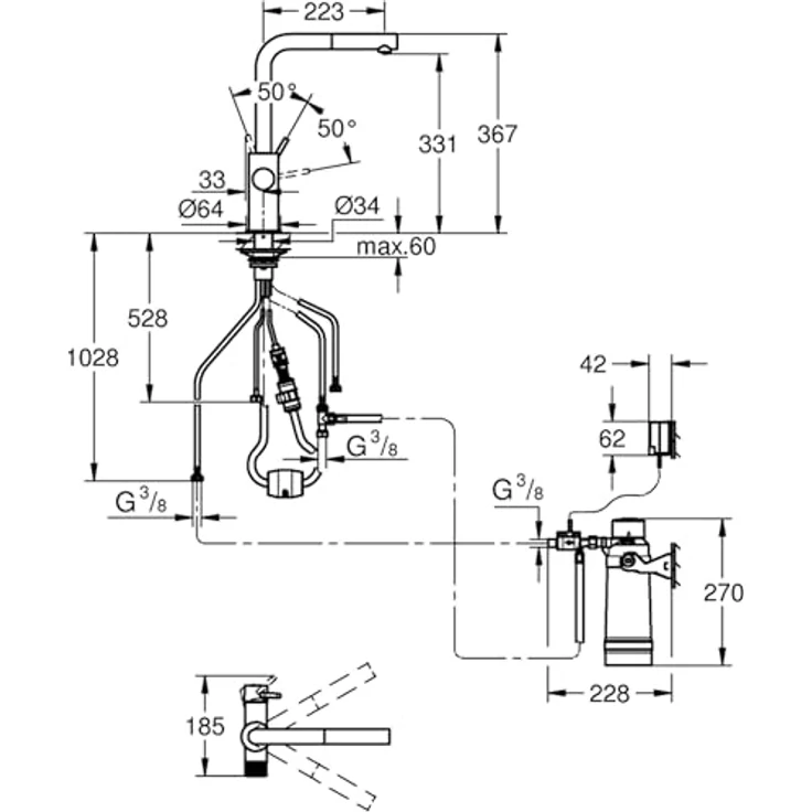 Grohe Starter Kit BLUE PURE MINTA, Spültischarmatur mit S-Size-Wasserfilter, chrom/silber – Bild 7